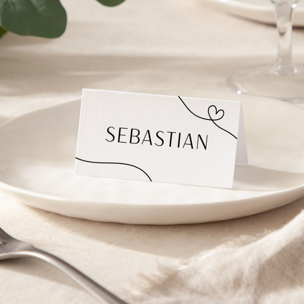 Minimal Script Place Cards – No Ordinary Weddings