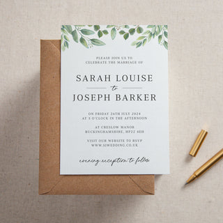 Green Eucalyptus Printed Wedding Invitation