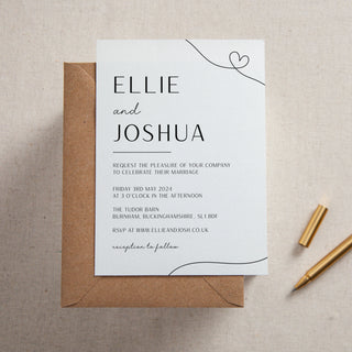 Minimal Script Printed Wedding Invitation