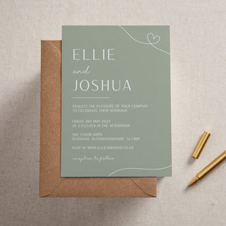 Minimal Script Printed Wedding Invitation