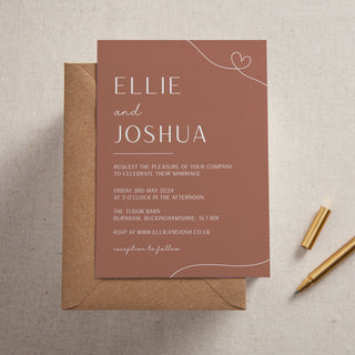 Minimal Script Printed Wedding Invitation