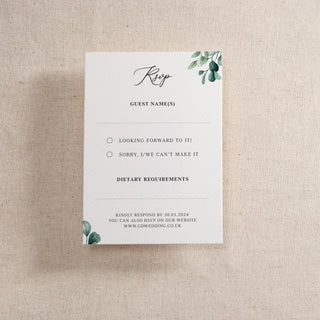 Blue Eucalyptus Printed RSVP Card