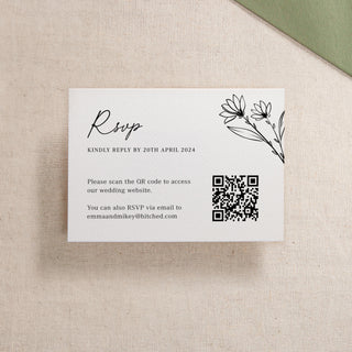 Floral Line Drawing Printed RSVP Card