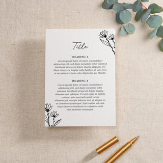 Floral Line Drawing Printed RSVP Card