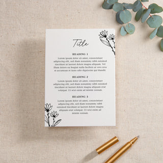 Floral Line Drawing Printed RSVP Card