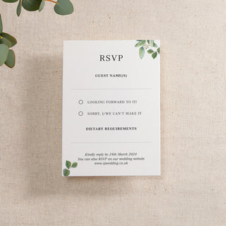 Green Eucalyptus Printed RSVP Card