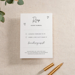 Scattered Hearts Printed RSVP Card