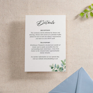 Watercolour Eucalyptus Printed RSVP Card