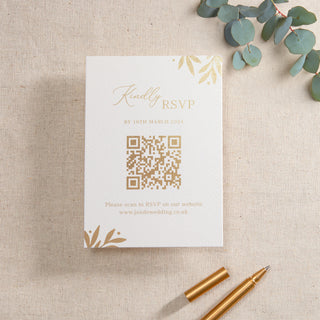 Gold Leaves Foiled RSVP Card