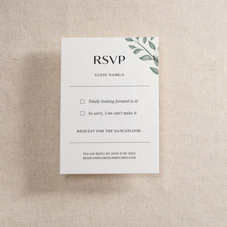 Illustrated Watercolour Leaves Printed RSVP Card