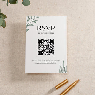 Illustrated Watercolour Leaves Printed RSVP Card