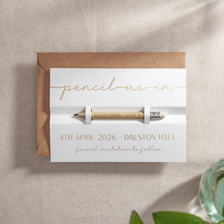 Minimal Script Foiled 'Pencil Us In' Save the Date