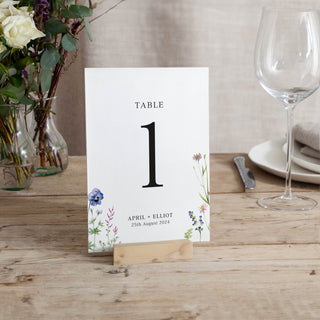 Wildflower Wedding Table Number Cards