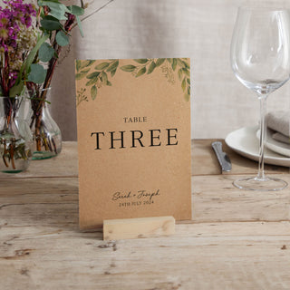 Green Eucalyptus Table Number Cards