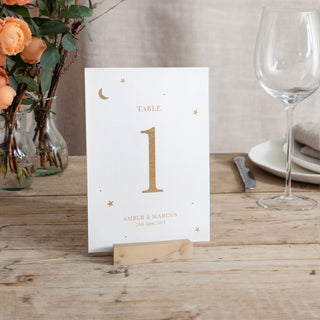 Moon & Stars Foiled Wedding Table Number Cards