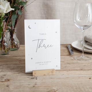 Moon & Stars Foiled Script Table Number Cards