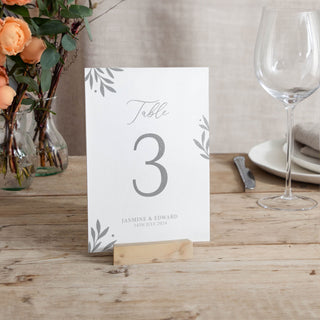 Foiled Leaves Table Number Cards