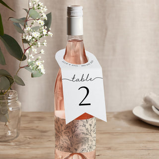 Minimal Script Printed Table Number Bottle Hangers