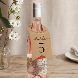 Minimal Script Printed Table Number Bottle Hangers