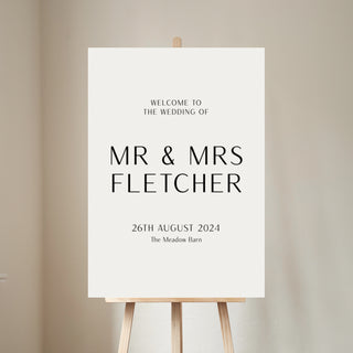 Modern Elegance Personalised Wedding Welcome Sign