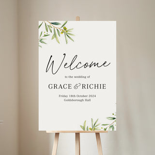 Olive Personalised Wedding Welcome Sign