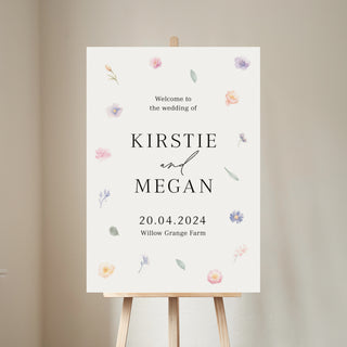 Pressed Floral Personalised Wedding Welcome Sign