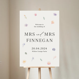 Pressed Floral Personalised Wedding Welcome Sign