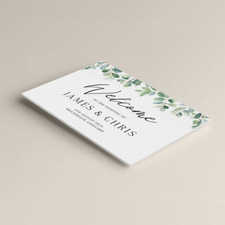 Watercolour Eucalyptus Personalised Wedding Welcome Sign