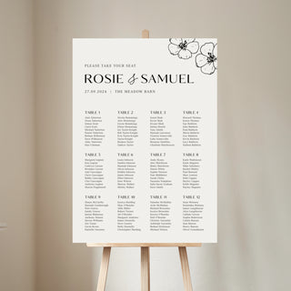 Blossom Wedding Seating Plan Sign