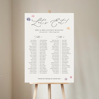 Pressed Floral Wedding Banquet Table Plan Sign