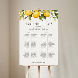 Sicily Wedding Banquet Table Plan Sign