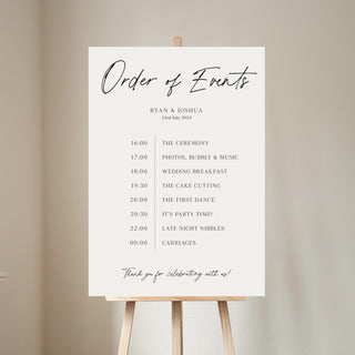 Autograph Order of the Day Wedding Sign