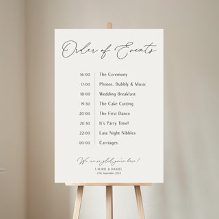 Modern Elegance Order of the Day Wedding Sign