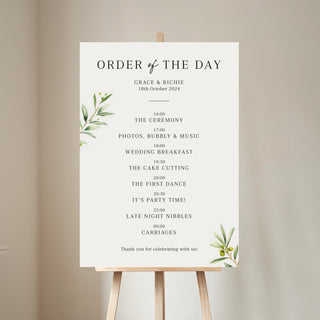 Olive Order of the Day Wedding Sign