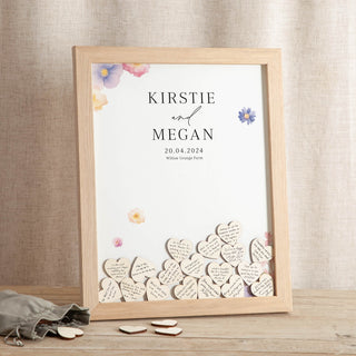 Pressed Floral Drop Top Frame Wedding Guest Book