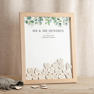 Watercolour Eucalyptus Drop Top Frame Wedding Guest Book