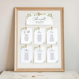 Olive Wedding Table Plan Cards