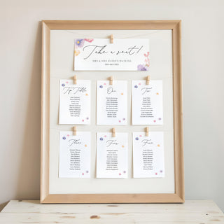 Pressed Floral Wedding Table Plan Cards