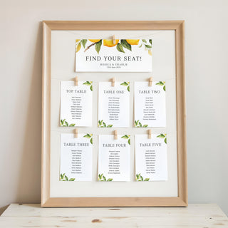 Sicily Wedding Table Plan Cards