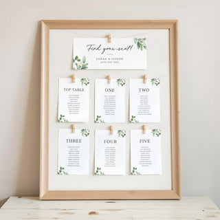 Green Eucalyptus Wedding Table Plan Cards