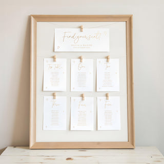 Scattered Hearts Foiled Wedding Table Plan Cards