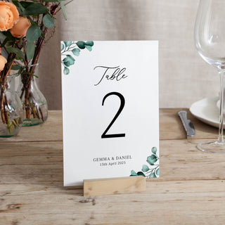 Blue Eucalyptus Wedding Table Number Cards