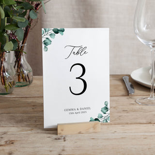 Blue Eucalyptus Wedding Table Number Cards
