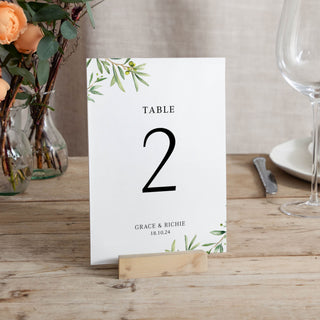 Olive Wedding Table Number Cards
