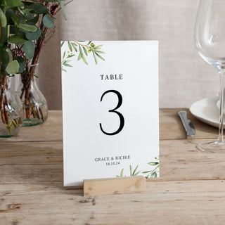 Olive Wedding Table Number Cards