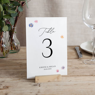 Pressed Floral Wedding Table Number Cards