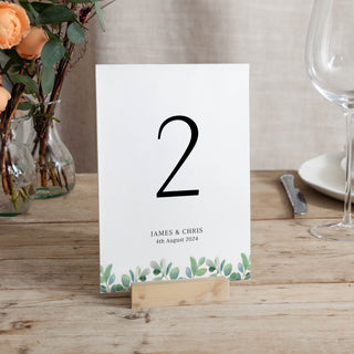 Watercolour Eucalyptus Wedding Table Number Cards