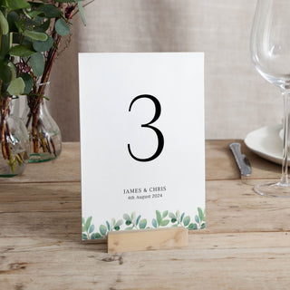 Watercolour Eucalyptus Wedding Table Number Cards