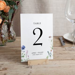 Wildflower Wedding Table Number Cards