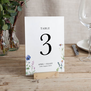 Wildflower Wedding Table Number Cards
